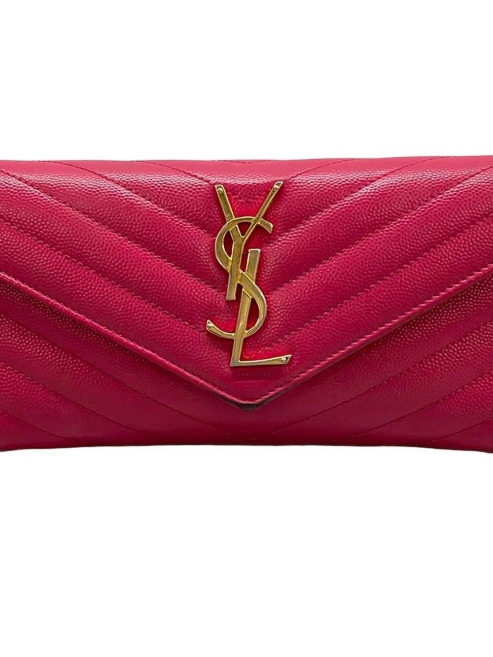 SAINT LAURENT PARIS Monogram large flap wallet 372264 Pink Leather Long Wallet